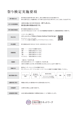 祭り検定実施要項 - NPO 日本の祭りネットワーク