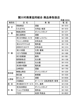 関川村商品券取扱店リスト一覧
