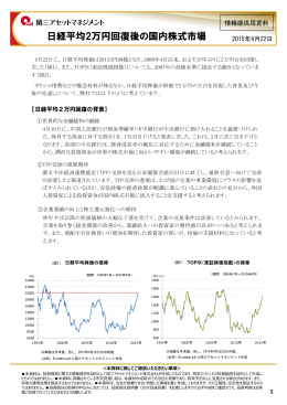 日経平均2万円回復後の国内株式市場