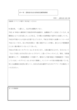 84 歳女性。一人暮らし。兄以外は親類がいない。 平成 10 年頃から