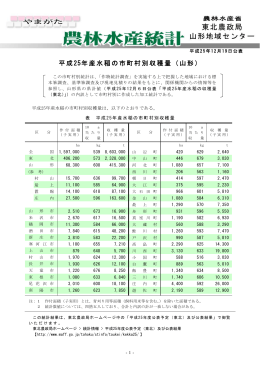 平成25年産水稲の市町村別収穫量（山形）（PDF：135KB）