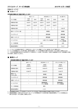 スマイルサーバ サービス料金表 2015 年 10 月 1 日改訂 【基本サービス