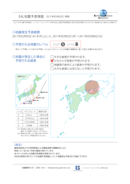 地震発生予測期間 予想される地震のレベル 地震が発生