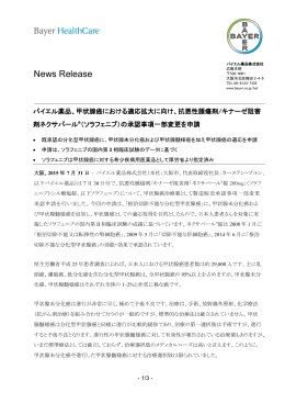 甲状腺癌における適応拡大に向け、抗悪性腫瘍剤