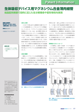 生体吸収デバイス用マグネシウム合金薄肉細管 [ PDF：867KB ]