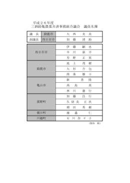 平成26年度 三泗鈴亀農業共済事務組合議会 議員名簿