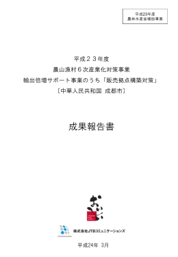 販売拠点構築対策_中華人民共和国 成都市_成果報告書（PDF 1.4MB）