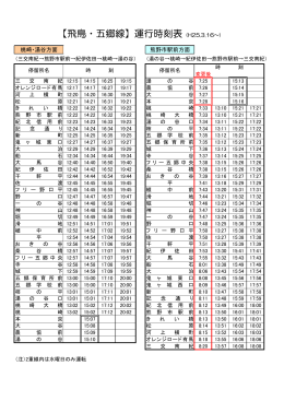 【飛鳥・五郷線】運行時刻表 (H25.3.16～)