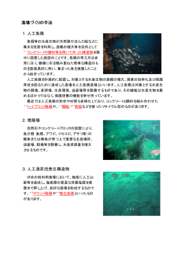 漁場づくりの手法 1．人工魚礁 2．増殖場 3．人工湧昇流発生