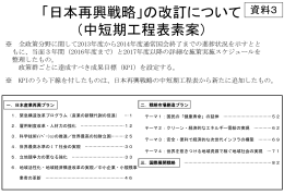 「日本再興戦略」の改訂について （中短期工程表素案）