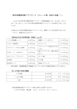 「使用済農業用廃プラスチック（ビニール等）回収の実施