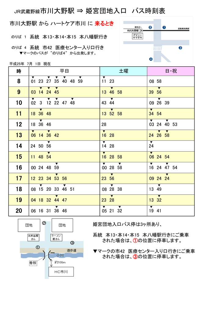 Jr武蔵野線市川大野駅 姫宮団地入口 バス時刻表