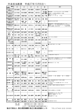 診療担当医表(PDF形式 ) - 独立行政法人 国立病院機構 東近江総合