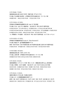 4 月 5 日(金)～7 日(日)： 【劇団森】企画公演 CANDY ROPE