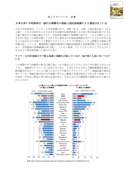 カントリーノート：日本 日本の長い平均寿命は一連の公衆衛生の取組と