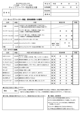 バタ薪・クラフト材料 キャンプファイヤー用品等注文書