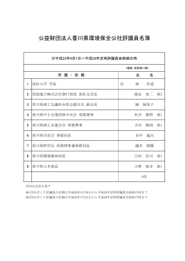 公益財団法人香川県環境保全公社評議員名簿