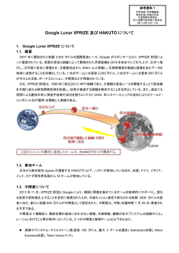 参考資料1 Google Lunar XPRIZE及びHAKUTOについて （PDF:180KB）