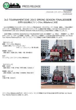 3x3 TOURNAMENT.EXE 2015 SPRING SEASON FINAL試合結果