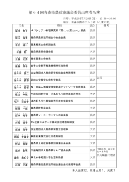 第64回青森県農政審議会委員出席者名簿