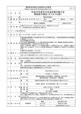 平成24年度全日本卓球選手権大会 静岡県予選会（ダブルスの部）