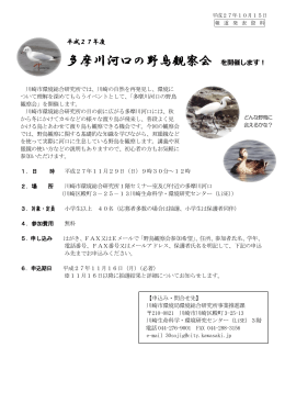 平成27年度多摩川河口の野鳥観察会を開催します！(PDF形式