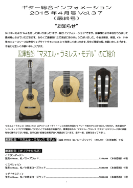 ギター総合インフォメーション2015年4月号Vol.37（最終号）