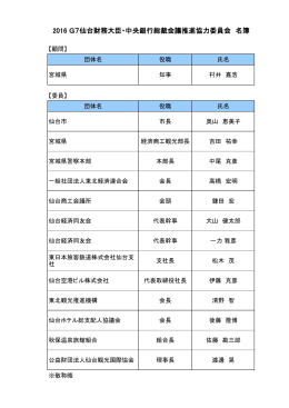 2016 G7仙台財務大臣・中央銀行総裁会議推進協力委員会 名簿