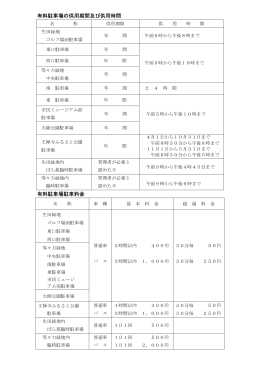 川崎市内駐車場 営業時間及び駐車料金表