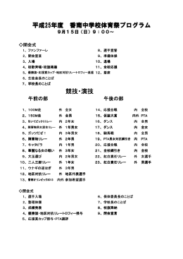 競技・演技 平成25年度 香南中学校体育祭プログラム