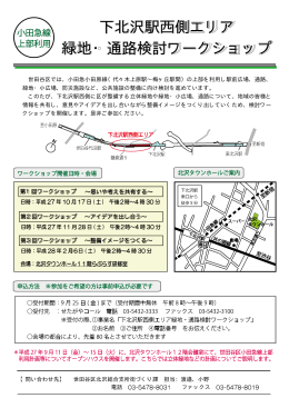 下北沢駅西側エリア緑地・通路検討ワークショップ開催のチラシ（PDF