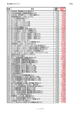 滝口模型 2015/9/19 TOMIX 品番 品名 定価 当店価格 （税込） 92077