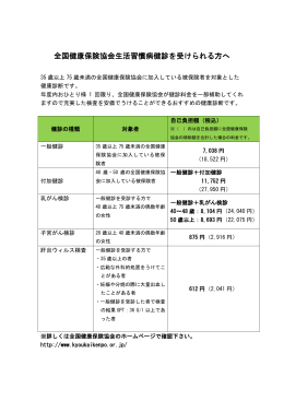 全国健康保険協会生活習慣病健診を受けられる方へ