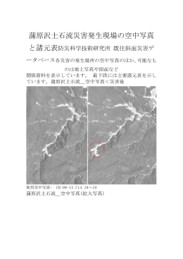 蒲原沢土石流災害発生現場の空中写真