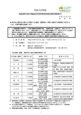 平成26年度 福島県任期付職員採用候補者登録試験受験案内