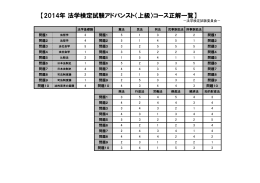 【2014年 法学検定試験アドバンスト〈上級〉コース正解一覧】