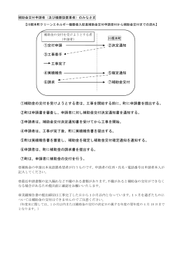 ①交付申請 ②決定通知 ③工事着手 工事完了 ④実績報告