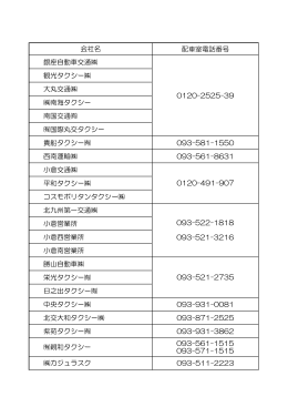 配車室電話番号 銀座自動車交通   観光タクシー   大丸交通   南海