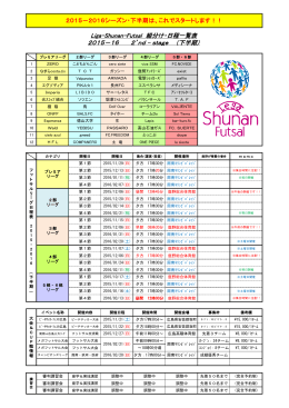 Liga-Shunan-Futsal 組分け・日程一覧表 2015－16 2`nd