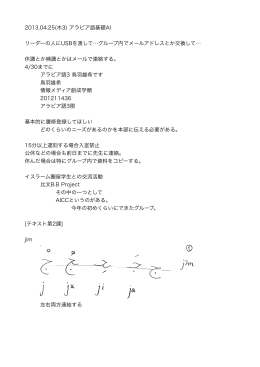 2013.04.25(木3) アラビア語基礎AⅠ(共通1年) 第2回