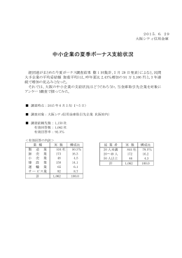 2015/06/29 中小企業の夏季ボーナス支給状況