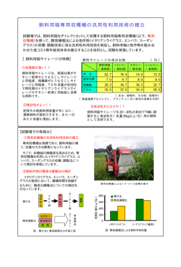飼料用稲専用収穫機の汎用性利用技術の確立