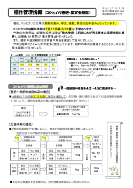 H27稲作管理情報（コシヒカリ穂肥・病害虫防除）