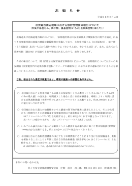 泊発電所周辺地域における放射性物質の検出について