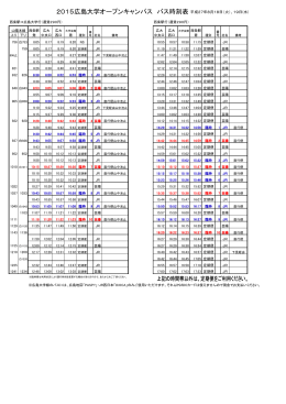2015広島大学オープンキャンパス バス時刻表
