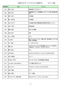 新宿文化センター アーティストバンク 登録者リスト 2011.12．7現在 登録