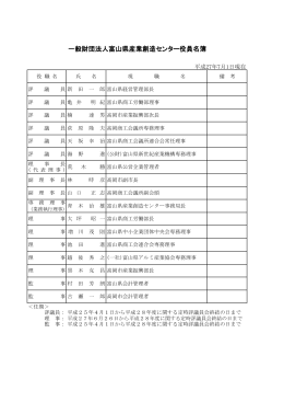 一般財団法人富山県産業創造センター役員名簿