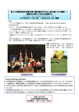 第20回熱気球世界選手権で藤田選手が日本人初の