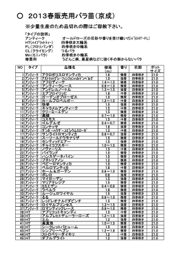 2013春販売用バラ苗（京成）