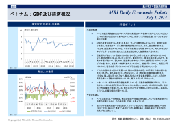 ベトナム：GDP及び経済概況｜MRI Daily Economic Points｜July 1, 2014